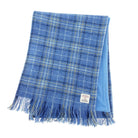 Harris Tweed Fringed Scarf with Fleece Back - Made in UK - Heritage Of Scotland - Light Blue Check (COL129)