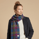 Harris Tweed Fringed Scarf with Fleece Back - Multi Colour Tartan - Heritage Of Scotland -