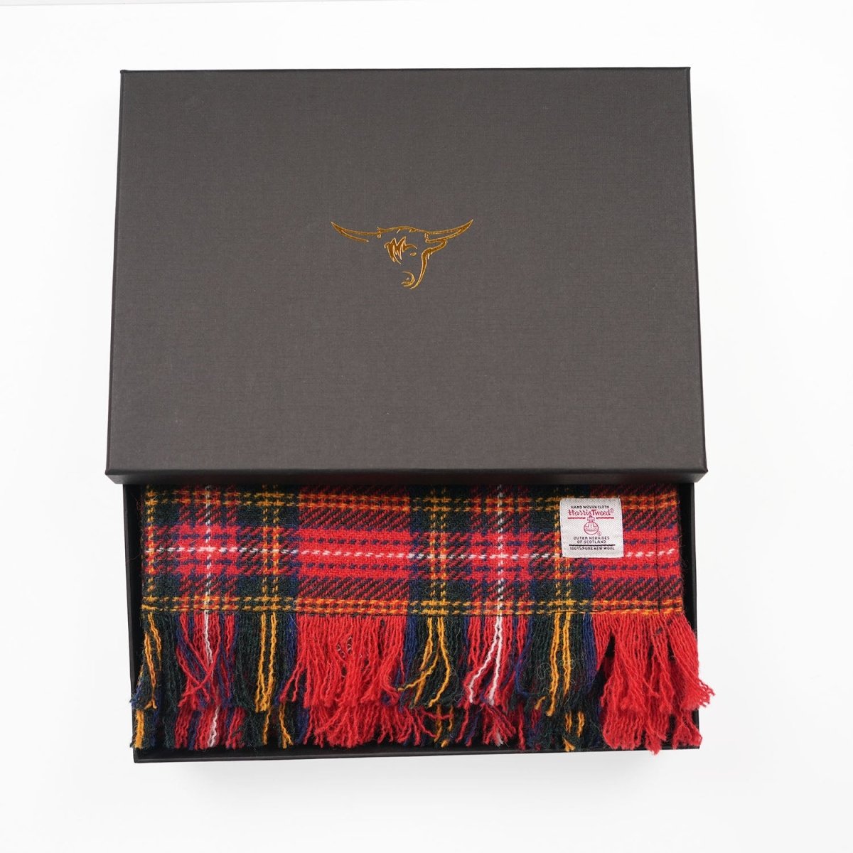 Harris Tweed Fringed Scarf with Fleece Back - Royal Stewart Tartan - Heritage Of Scotland -