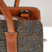 Harris Tweed Handbag – Classic Wool Tote with Leather Trim - Heritage Of Scotland - BLUE & BROWN CHECK HB / TAN