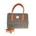 Harris Tweed Handbag – Classic Wool Tote with Leather Trim - Heritage Of Scotland - BLUE & BROWN CHECK HB / TAN