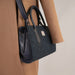 Harris Tweed Handbag – Classic Wool Tote with Leather Trim - Heritage Of Scotland - NAVY BLUE HERRINGBONE / BLUE