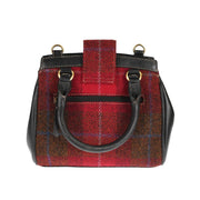 Harris Tweed Handbag With Flap Closer - RED CHECK A / BLACK - Heritage Of Scotland -