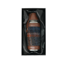 Harris Tweed Hunting Flask - Grey with Rust Overcheck (COL127) - Heritage Of Scotland - 