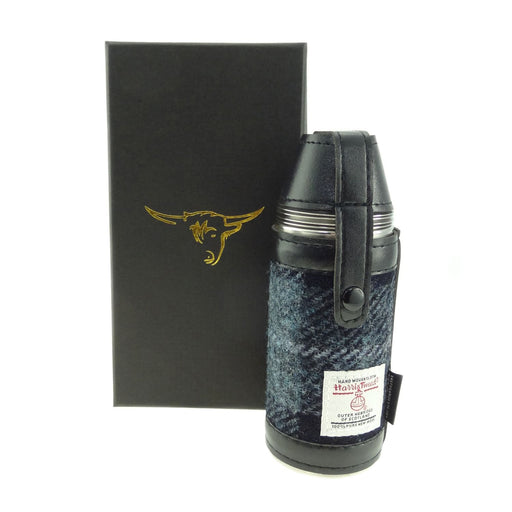 Harris Tweed Hunting Flask Grey/Black Tartan - Heritage Of Scotland - GREY/BLACK TARTAN