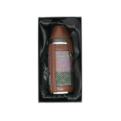 Harris Tweed Hunting Flask - Muted Green & Rose Pink Tartan (COL137) - Heritage Of Scotland - 