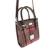 Harris Tweed Keltie Tall Mini Tote Bag - Wool Crossbody Tote - Heritage Of Scotland - Burgundy & Pink Stewart Tartan (COL144)