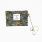 Harris Tweed Key Holder with Leather Flap - BLUE & BROWN CHECK HB / TAN - Heritage Of Scotland -