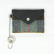 Harris Tweed Key Holder with Leather Flap - LOVAT CHECK / BLACK - Heritage Of Scotland -