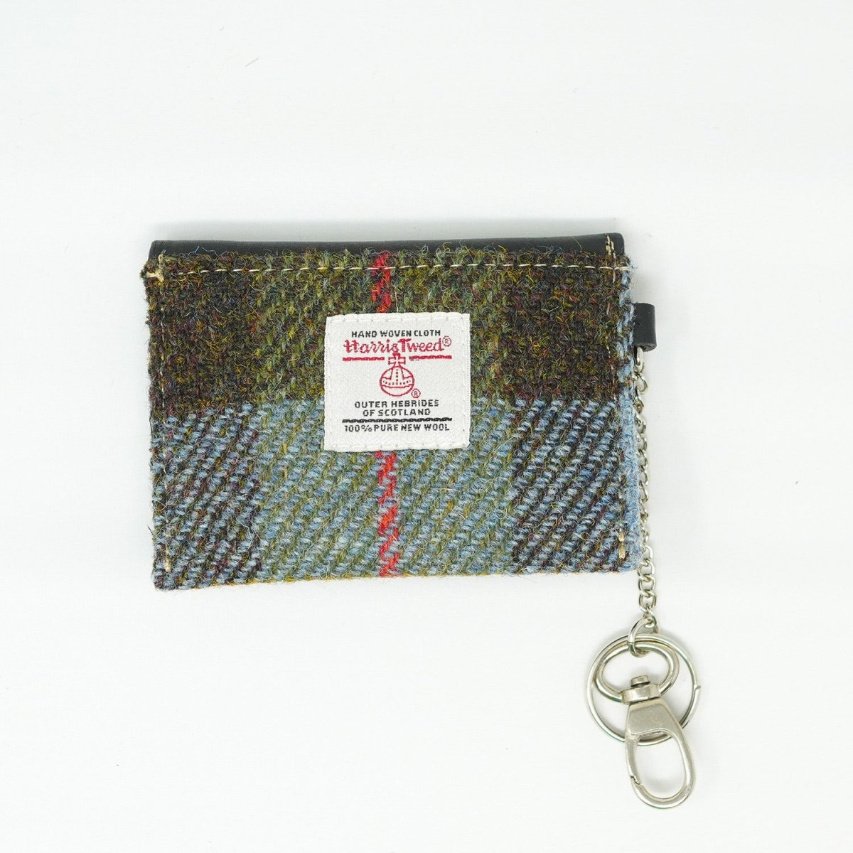 Harris Tweed Key Holder with Leather Flap - LOVAT CHECK / BLACK - Heritage Of Scotland -