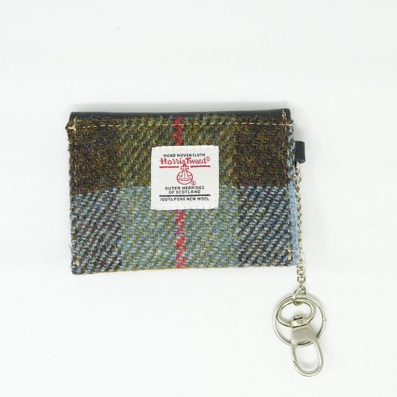 Harris Tweed Key Holder with Leather Flap - LOVAT CHECK / BLACK - Heritage Of Scotland -