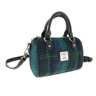 Harris Tweed Kilbride Mini Bowling Bag - Small Shoulder and Handbag - Heritage Of Scotland - Blue with Turquoise Overcheck (COL119)
