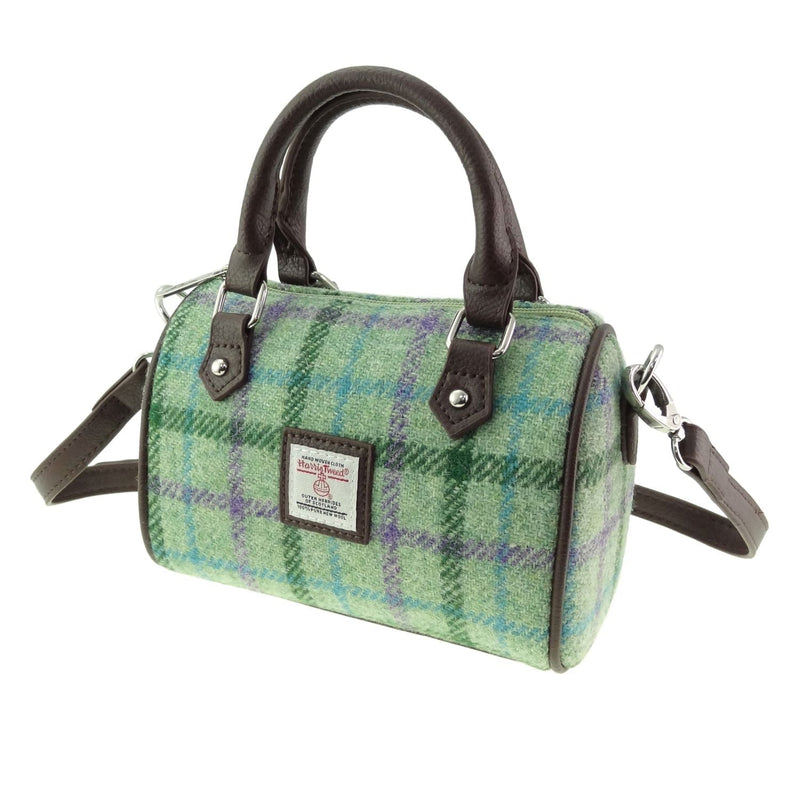 Harris Tweed Kilbride Mini Bowling Bag - Small Shoulder and Handbag - Heritage Of Scotland - Bright Green (COL049)