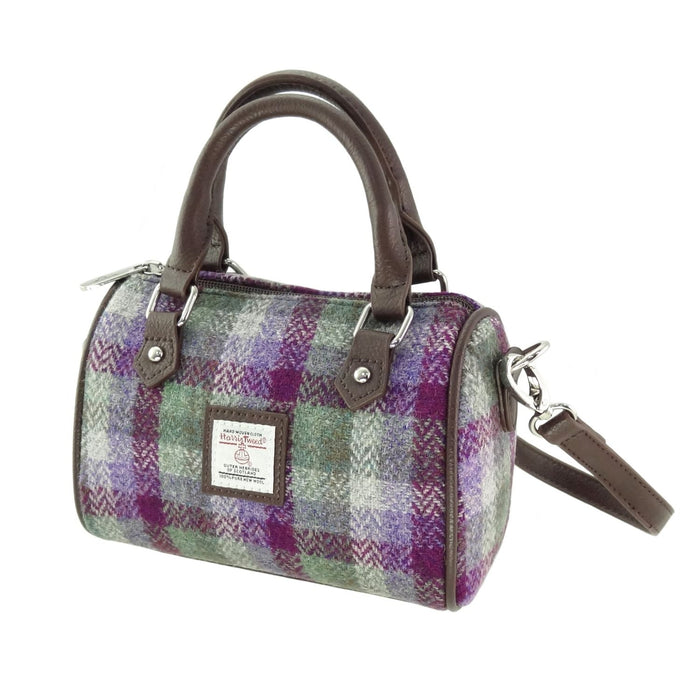 Harris Tweed Kilbride Mini Bowling Bag - Small Shoulder and Handbag - Heritage Of Scotland - Green Small Check (COL133)