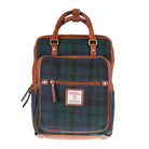 Harris Tweed & Leather Large Backpack - BLACK WATCH / TAN - Heritage Of Scotland -