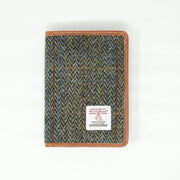 Harris Tweed Leather Passport Cover - Heritage Of Scotland - BLUE & BROWN CHECK HB / TAN