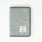 Harris Tweed Leather Passport Cover - Heritage Of Scotland - GREEN & BROWN HERRINGBONE / BLACK