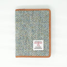 Harris Tweed Leather Passport Cover - Heritage Of Scotland - GREEN & BROWN HERRINGBONE / TAN