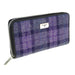 Harris Tweed Long Zip Purse - Staffa Bold Purple Check - Heritage Of Scotland - BOLD PURPLE CHECK