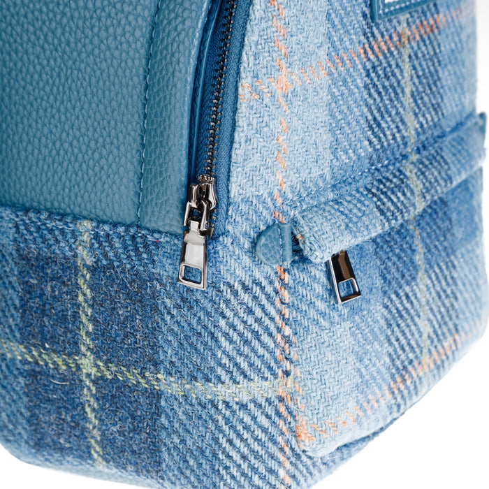 Harris Tweed Mini Backpack Blue Check Tartan / Light Blue - Heritage Of Scotland - Blue Check Tartan / Light Blue