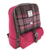 Harris Tweed Naver Backpack – Tartan Travel and Daypack Bag - Heritage Of Scotland - Burgundy & Pink Stewart Tartan (COL144)