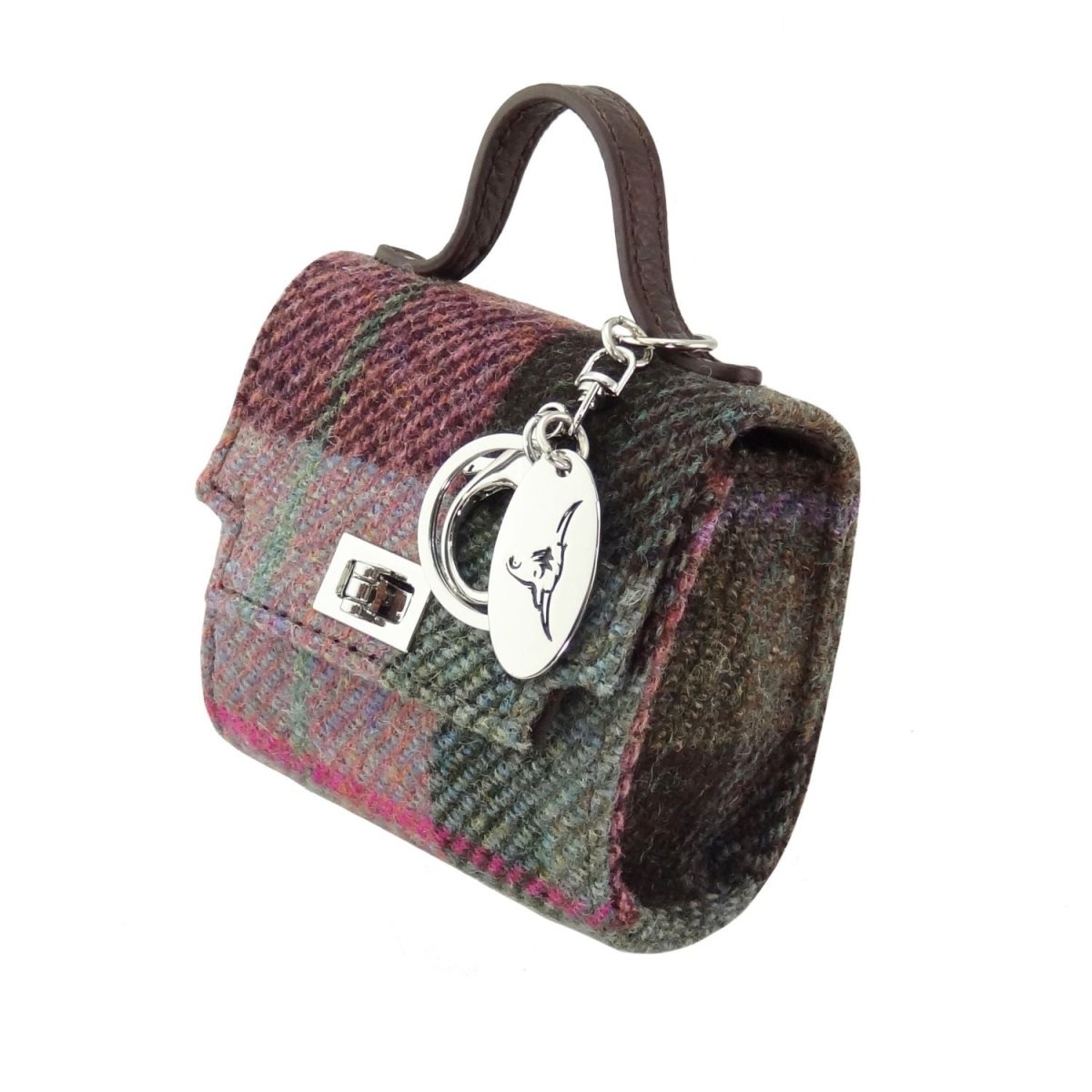 Harris Tweed Nochty Really Wee Bag - Mini Tartan Handbag - Green & Rose Pink Tartan (COL137) - Heritage Of Scotland -