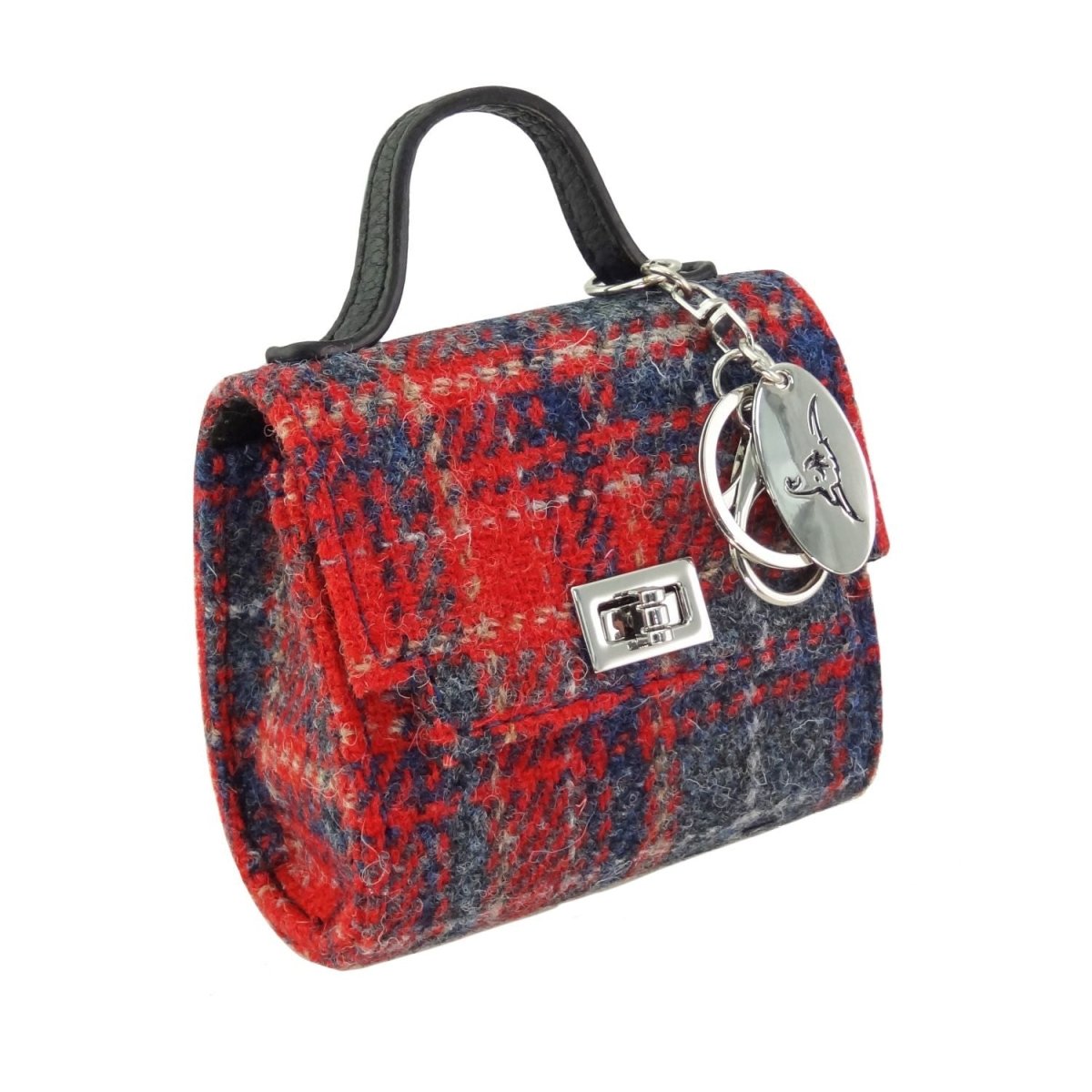 Harris Tweed Nochty Really Wee Bag - Mini Tartan Handbag - Red & Grey Tartan (COL158) - Heritage Of Scotland -