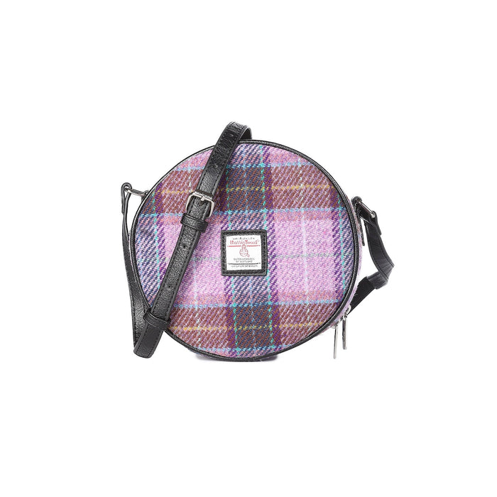 Harris Tweed Round Bag Bannock Pink/Lilac Check - Heritage Of Scotland - PINK/LILAC CHECK