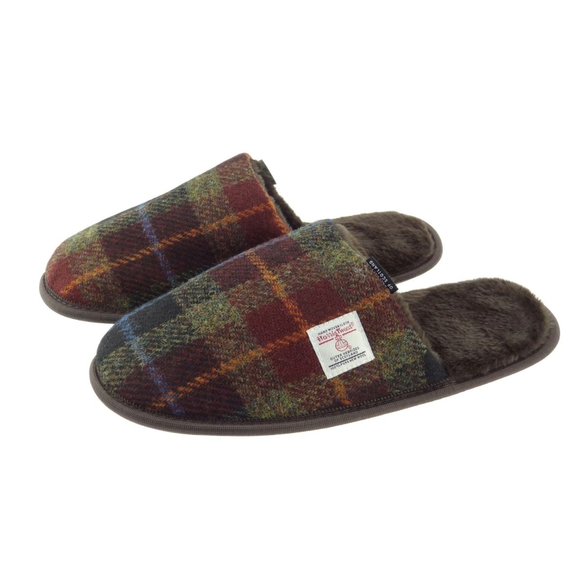 Harris Tweed Slippers - Warm Wool Tartan House Slippers - Rust Check (COL059) - Heritage Of Scotland - EU 41 / UK 8