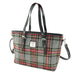 Harris Tweed Spey Tote Bag - Large Adjustable Shoulder Tote - Heritage Of Scotland - Black & Red Tartan (COL096)