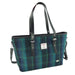Harris Tweed Spey Tote Bag - Large Adjustable Shoulder Tote - Heritage Of Scotland - Blue with Turquoise Overcheck (COL119)