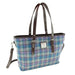 Harris Tweed Spey Tote Bag - Large Adjustable Shoulder Tote - Heritage Of Scotland - Blue/Purple Check on Grey (COL098)
