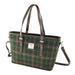 Harris Tweed Spey Tote Bag - Large Adjustable Shoulder Tote - Heritage Of Scotland - Dark Green and Plum Check (COL107)
