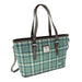 Harris Tweed Spey Tote Bag - Large Adjustable Shoulder Tote - Heritage Of Scotland - Duck Egg and Cream Check (COL121)