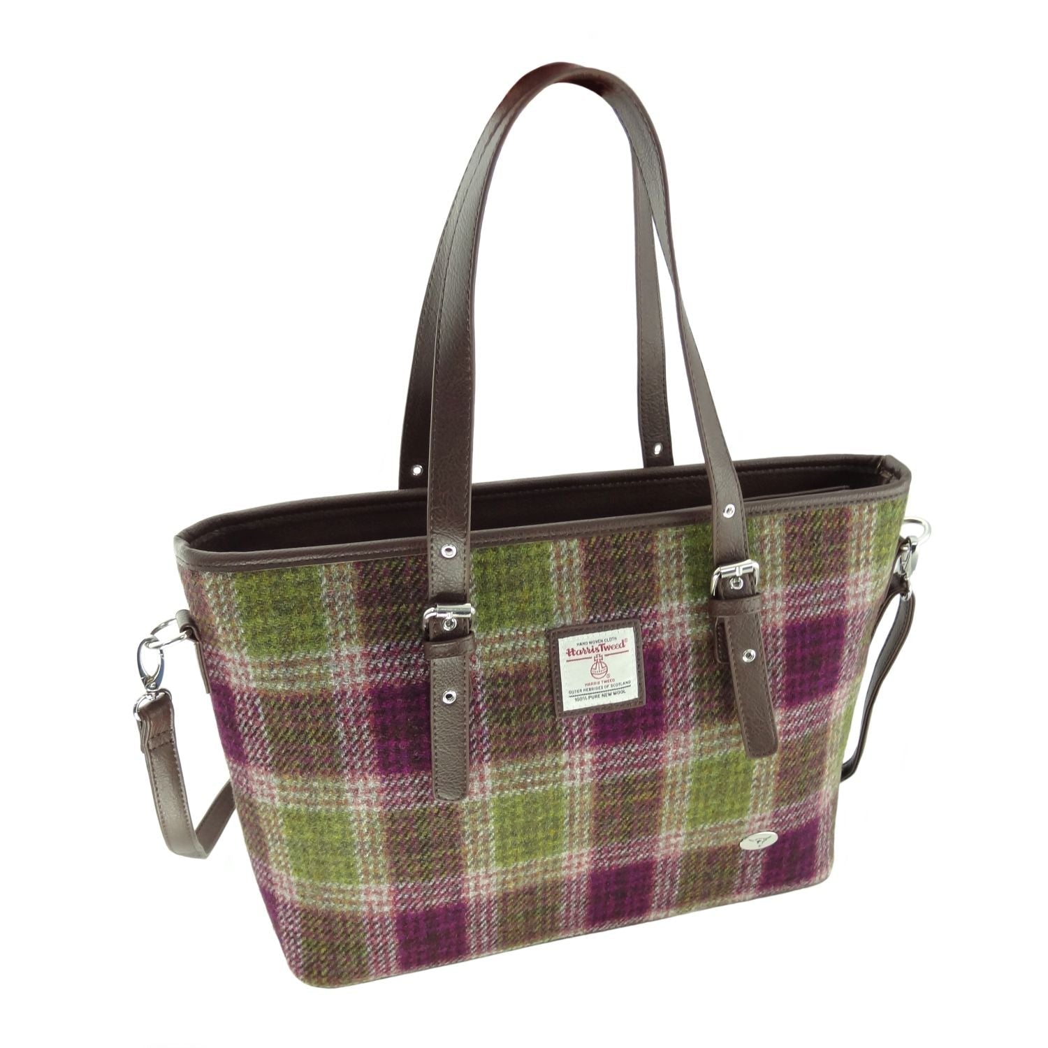 Harris Tweed Spey Tote Bag - Large Adjustable Shoulder Tote - Heritage Of Scotland - Heather Check (COL125)