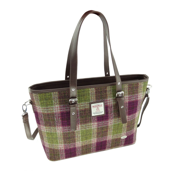 Harris Tweed Spey Tote Bag - Large Adjustable Shoulder Tote - Heritage Of Scotland - Heather Check (COL125)