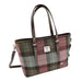Harris Tweed Spey Tote Bag - Large Adjustable Shoulder Tote - Heritage Of Scotland - Muted Green & Purple Tartan (COL137)