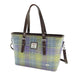 Harris Tweed Spey Tote Bag - Large Adjustable Shoulder Tote - Heritage Of Scotland - Muted Lilac / Lime Green Tartan (COL112)
