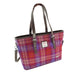 Harris Tweed Spey Tote Bag - Large Adjustable Shoulder Tote - Heritage Of Scotland - Orange/Purple Tartan (COL142)