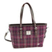 Harris Tweed Spey Tote Bag - Large Adjustable Shoulder Tote - Heritage Of Scotland - Purple Check (COL131)