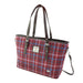 Harris Tweed Spey Tote Bag - Large Adjustable Shoulder Tote - Heritage Of Scotland - Rust Red with Green, White & Blue Overcheck (COL151)