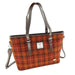 Harris Tweed Spey Tote Bag - Large Adjustable Shoulder Tote - Heritage Of Scotland - Rust with Orange Overcheck (COL117)