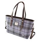 Harris Tweed Spey Tote Bag - Large Adjustable Shoulder Tote - Soft Purple Tartan(COL155) - Heritage Of Scotland -