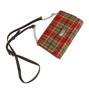 Harris Tweed Strathy Wallet Shoulder Bag - Scottish Compact Handbag - Heritage Of Scotland - Red & Green Tartan (COL141)