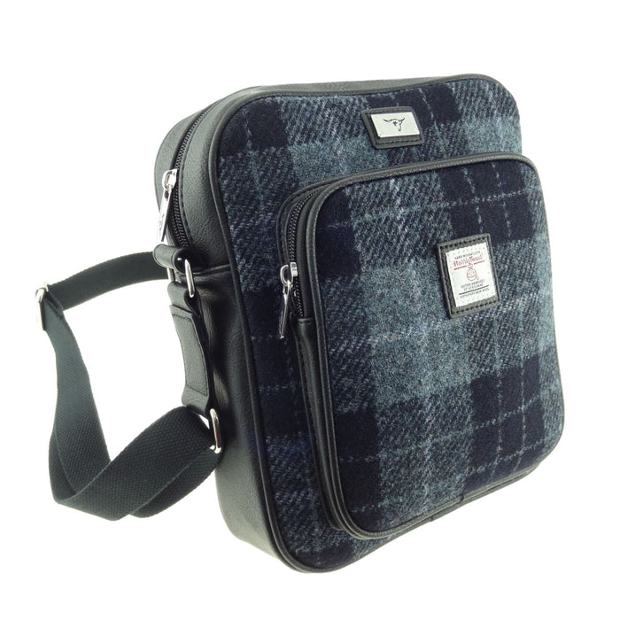 Harris Tweed Tay Travel Bag – Stylish Scottish Day Bag - Heritage Of Scotland - Grey/Black Tartan (COL095)