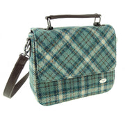Harris Tweed Thurso Square Shoulder Bag - Stylish Tartan Everyday Bag - Heritage Of Scotland - Blue with Duck Egg and Cream Check (COL121)