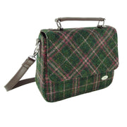 Harris Tweed Thurso Square Shoulder Bag - Stylish Tartan Everyday Bag - Heritage Of Scotland - Dark Green & Plum Check (COL107)