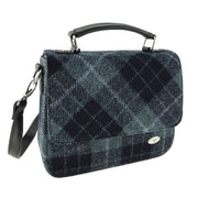 Harris Tweed Thurso Square Shoulder Bag - Stylish Tartan Everyday Bag - Heritage Of Scotland - Grey & Black Tartan (COL095)