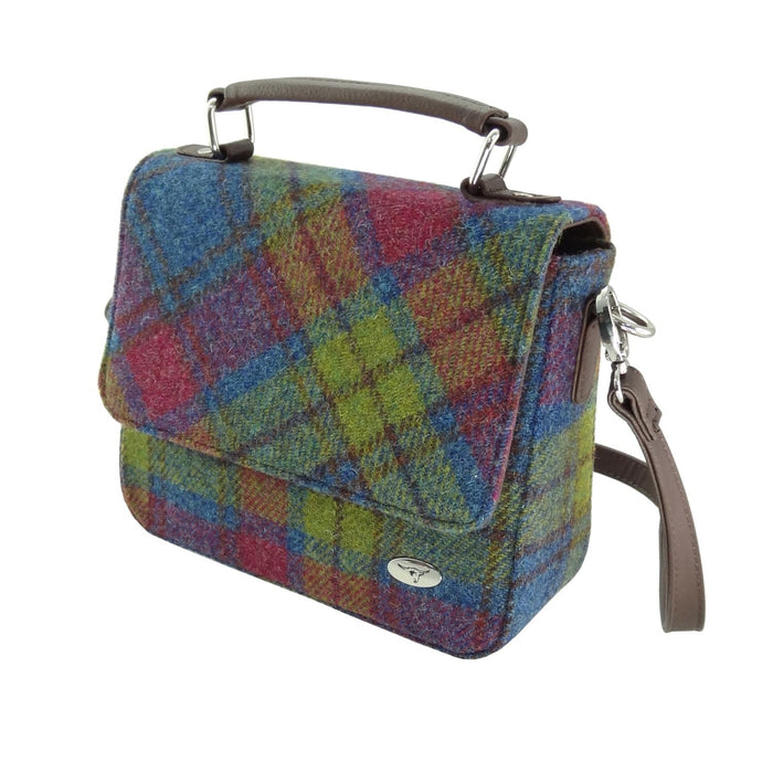 Harris Tweed Thurso Square Shoulder Bag - Stylish Tartan Everyday Bag - Heritage Of Scotland - Multi Colour Tartan (COL046)