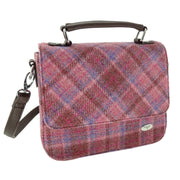 Harris Tweed Thurso Square Shoulder Bag - Stylish Tartan Everyday Bag - Heritage Of Scotland - Pink Check (COL103)
